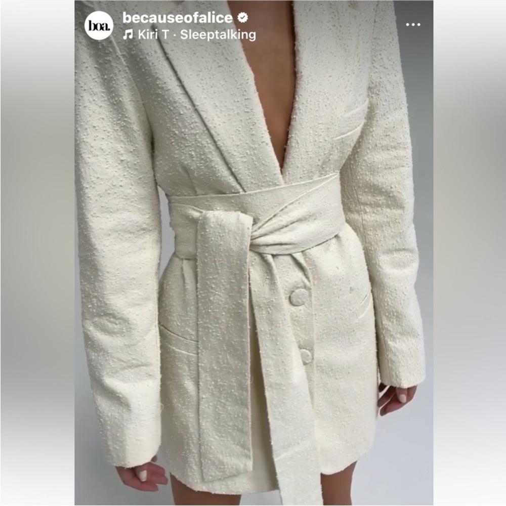 Because of Alice Cream Blazer Dress Boucle